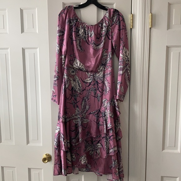 Marchese Notte NWT Orchid Asymmetric Flounce Cocktail Dress size 6 - Picture 7 of 10